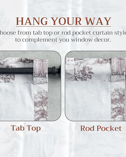 Maison d' Hermine Curtains for Living Room 100% Cotton 84 inch Length One Panel Light Filtering Toile Curtains for Bedroom Windows with Rod and Loop Pockets Drapes (Trianon Grey, 50" W x 84" L)