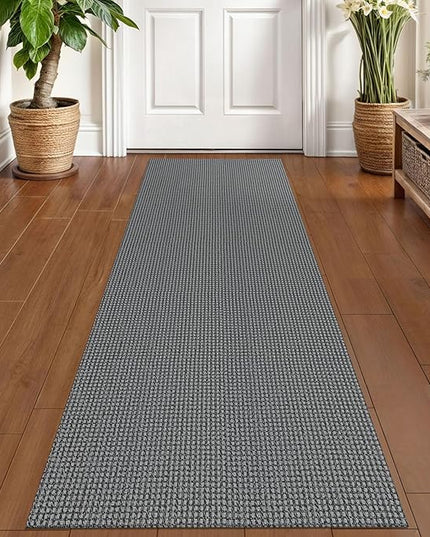 KOZYFLY Runners for Hallways 2x6 ft Washable Kitchen Runner Non Slip Rubber Backed Hall Runners Cotton Entryway Runner Rugs Floor Carpet for Indoor Backdoor Bedroom Kitchen, Grey/Dark Grey