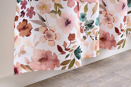 Maison d' Hermine Curtains for Living Room 100% Cotton 96 inch Length One Panel Light Filtering Curtains for Bedroom Windows with Rod and Loop Pockets Drapes (Blossom Florie, 50" W x 96" L)