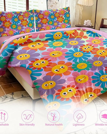 Full Size Bedding Sets Kids Bedding Sets for Girls, Galaxy Bedding 5 Pieces Bed in A Bag Full Size, Glitter Colorful Comforter for Girls