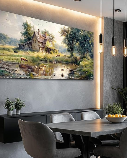 FUHAIHUA Canvas Wall Decor For Living Room Large Farmhouse Wall Art For Bedroom Office Decorations Farm Scenery Pictures Countryside Wall Paintings Modern Artwork Ready To Hang Home Decor 30x60 In