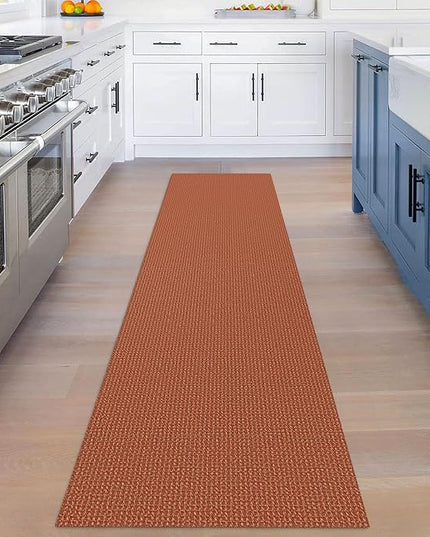 KOZYFLY Runners for Hallways 2x8 ft Washable Kitchen Runner Non Slip Rubber Backed Hall Runners Cotton Entryway Runner Rugs Floor Carpet for Indoor Backdoor Bedroom Kitchen, Orange/Tan