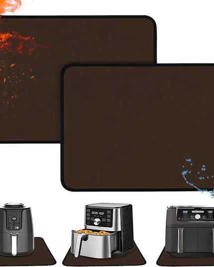 Heat Resistant Mats for Countertop - Fireproof 16x24 in Heat Resistant Mats for Air Fryer - Kitchen Countertop Protector Hot Pad for Air Fryer, Coffee Maker, Stand Mixer, Oven Brown - 2PCS