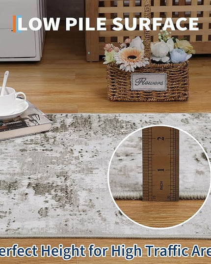 Modern Abstract 2x7 Runner Rug Washable Non Slip Stain Resistant Rug for Hallway Kitchen Bedroom Non Shedding Low Pile Indoor Floor Cover,Taupe/Beige