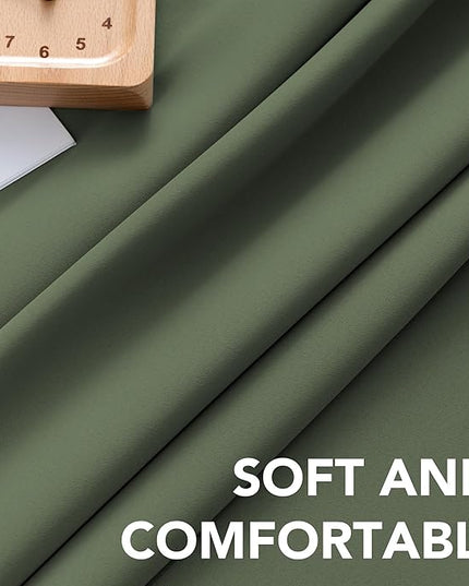 H.VERSAILTEX Blackout Curtains Thermal Insulated Window Treatment Panels Room Darkening Blackout Drapes for Living Room Back Tab/Rod Pocket Bedroom Draperies (2 Panels, Bronze Green, 52 x 96 Inch)