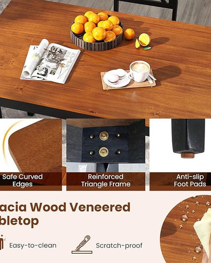 Tangkula Mid-Century Modern Dining Table Set for 4, 5-Piece Wooden Kitchen Table and Chairs, Compact Rubber Wood Dining Room Set for Small Spaces, Kitchen & Living Room