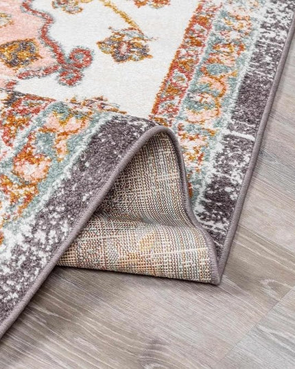 BoutiqueRugs Oark Traditional Area Rug - Brick Red, Camel, Charcoal - 7'10" x 10'3"