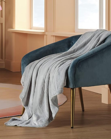 Bedsure GentleSoft Twin XL Fleece Blanket Dorm Bedding - Lightweight Soft Cozy Blankets for Bed, Sofa, Couch, Travel, Camping,Light Grey, 66"x90"