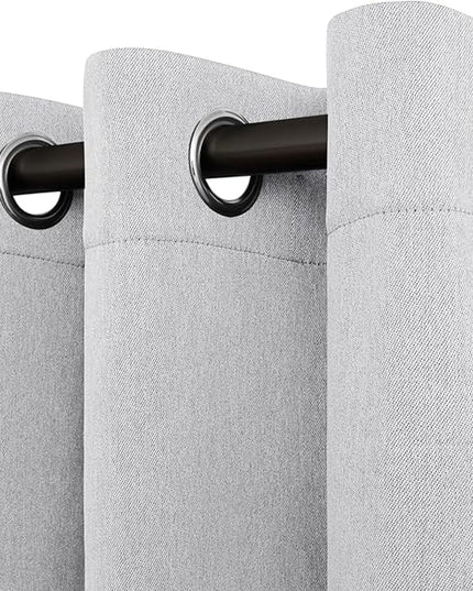 Easy-Going Linen Look Blackout Curtain Grommet Window Curtain Drapes for Bedroom, Living Room Thermal Insulated Room Darkening (2 Panels, 42x84 inch, Greyish White)