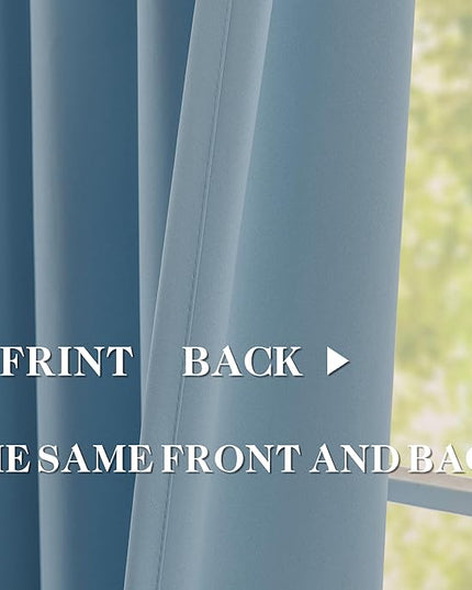 DONREN Dusty Blue Pinch Pleated Blackout Curtains with Hooks - 72 inch Length Room Darkening Thermal Insulated Window Curtain Drapes for Living Room Bedroom Set of 2 Panels 40" Wx72 L