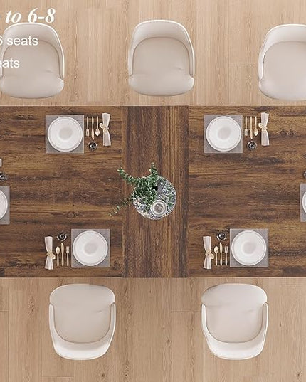 HSH 78” Dinner Table for 6 to 8, Large Wood Rectangular Dining Table, Rustic Kitchen Table only with Black Strong Base, Industrial Dining Room Table for Home Gathering Office, Rustic Brown, 78.74 in