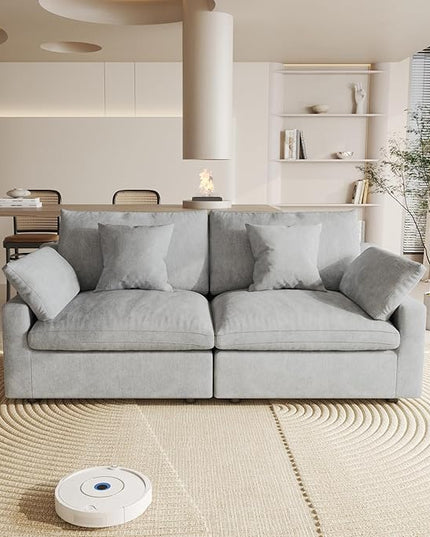 WJShome Cloud Couch Modular Sectional Sofa,82.68" Oversized LoveSofa, Down Filled Convertible Wide Seater for Living Room Set, Covers Washable&Replaceable,Grey