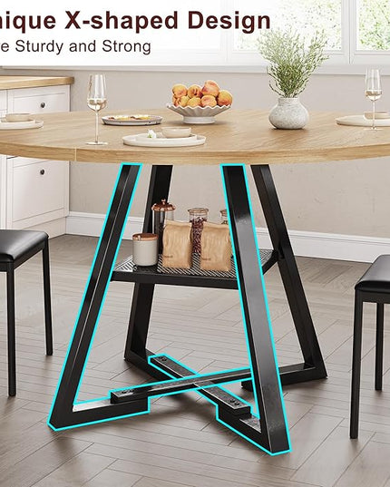 47'' Round Dining Table for 4,Kitchen Dining Room Circle Dinner Pedestal Table,Space Saving Wood Kitchen & Dining Room Furniture (Natual Wood, 47In)