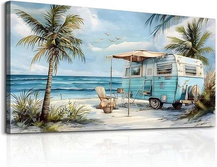 ERQINHUA Wall Art For Living Room Canvas Wall Decor For Bedroom Office Decorations Marine Beach Landscape Painting Pictures Artwork Modern Beach Posters Aesthetic Ready To Hang Home Decor 20"x40"