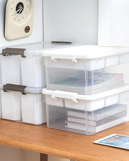 Citylife 17 QT Plastic Storage Bins Clear Storage Box with Lids Multipurpose Stackable Storage Containers for Organizing Tool, Craft, Crayon, 4 Packs
