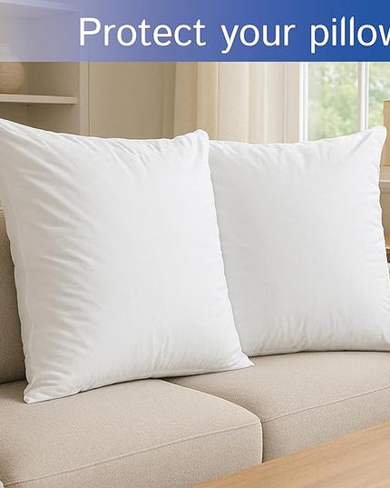 Euro Size Pillow Protectors (Set of 2) - European Square 28x28 Pillow Covers Waterproof Hypoallergenic Dust Proof Zippered Encasement
