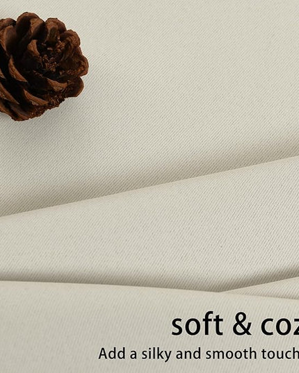 JIUZHEN Ivory Blackout Curtains with Tiebacks - Thermal Insulated, Light Blocking and Noise Reducing Grommet Curtains for Bedroom and Living Room, Set of 2 Window Curtain Panels, 52 x 96 Inch Length