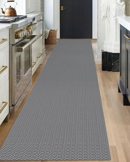 KOZYFLY Washable Runner Rug 3x18 ft Hallway Kitchen Runner Rugs with Rubber Backing Bobo Non Slip Entryway Runner Indoor, Long Carpet Runners for Hall Kitchen Entryway, Grey/Charcoal Grey