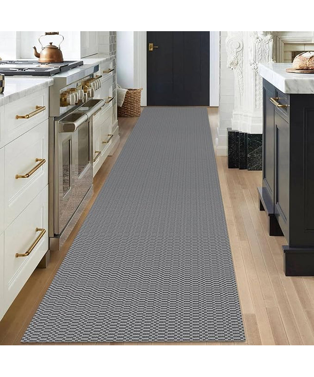 KOZYFLY Washable Runner Rug 3x18 ft Hallway Kitchen Runner Rugs with Rubber Backing Bobo Non Slip Entryway Runner Indoor, Long Carpet Runners for Hall Kitchen Entryway, Grey/Charcoal Grey