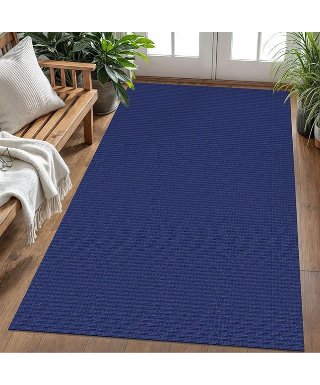 KOZYFLY Washable Area Rug 4x6 ft Non Slip Rubber Backed Living Room Rugs Braided Woven Cotton Kitchen Rugs Indoor Entryway Rug Floor Carpet for Dining Living Room Bedroom, Royal Blue/Navy