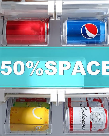Refrigerator Drawer Can Organizer, Hanging Pull Out Shelf Storage for Soda, Egg, Fruit, Vegetable, Meat - Transparent Container Fits All Fridges