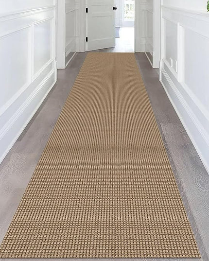 KOZYFLY Extra Long Runners for Hallways 2.6x14 ft Washable Kitchen Runner Non Slip Rubber Backed Hallway Rug Cotton Entryway Runner Rug Floor Carpet for Indoor Hall, Kitchen, Stair, Tan/Orange/Brown