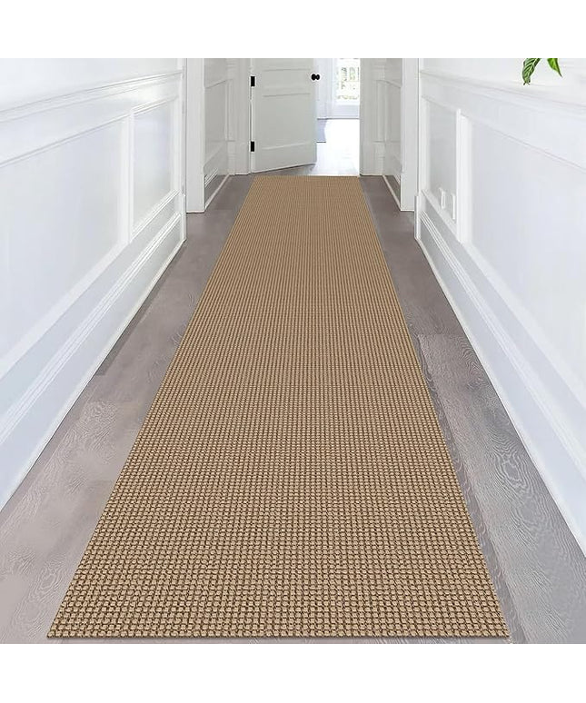 KOZYFLY Extra Long Runners for Hallways 2.6x14 ft Washable Kitchen Runner Non Slip Rubber Backed Hallway Rug Cotton Entryway Runner Rug Floor Carpet for Indoor Hall, Kitchen, Stair, Tan/Orange/Brown
