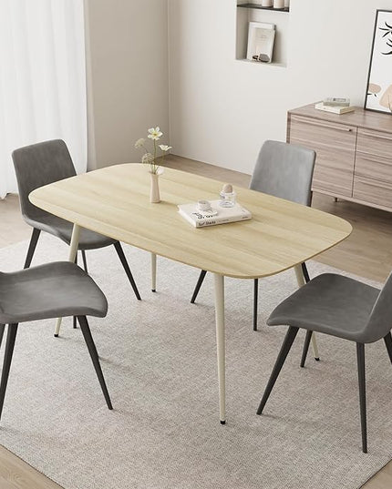 47.2'' Dining Table Set for 4,Modern Wood Dining Table,Leather Dining Chairs 4,Table and Chairs Set of 4,Ideal for Kitchen Dining Room (Cat Scratch Table + 4 Gray Chairs, 47.2")