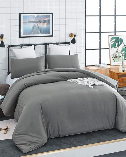 Houseri Grey Comforter Queen Size Solid Dark Gray Bedding Comforters Sets Men Women Modern Dark Grey Queen Comforter Set for Teen Girls Boys Soft Comfy Breathable Pure Grey Bed Quilts Blankets Durable