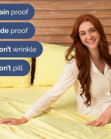 King Size 4 Piece Sheet Set - Comfy Breathable & Cooling Bed Sheets Set - Hotel Luxury Bedding for Women, Men, Kids, Teens, Boys & Girls - Deep Pockets, Ultra-Soft, Wrinkle Free - Oeko-Tex - Yellow
