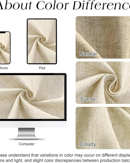 Naturoom Extra Long Linen Shower Curtain, 72x96 Inch Beige Weighted Textured Thick Fabric Shower Curtain Set with Hooks, Large Boho Farmhouse Hotel Luxury Bath Curtains for Bathroom, Cream