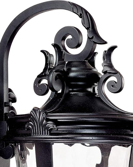 John Timberland Casa Marseille European Outdoor Wall Light Fixture Textured Black Scroll Arm 31" Clear Hammered Glass for Exterior House Porch Patio Outside Deck Garage Yard Front Door Home