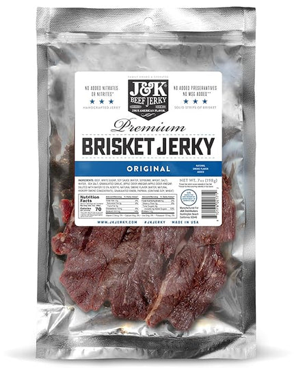 J&K Original Beef Brisket Jerky - Hand Crafted Small Batch American Made Slab Jerky - Bold & Flavorful Snack! - 7oz Big Bag
