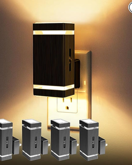 DORESshop Dimmable LED Night Light Plug in [4 Pack], Night Lights Plug into Wall with Dusk-to-Dawn Sensor, 0-100lm Bright Nightlights with Light Sensor for Adults, Hallway, Bedroom, Stairway