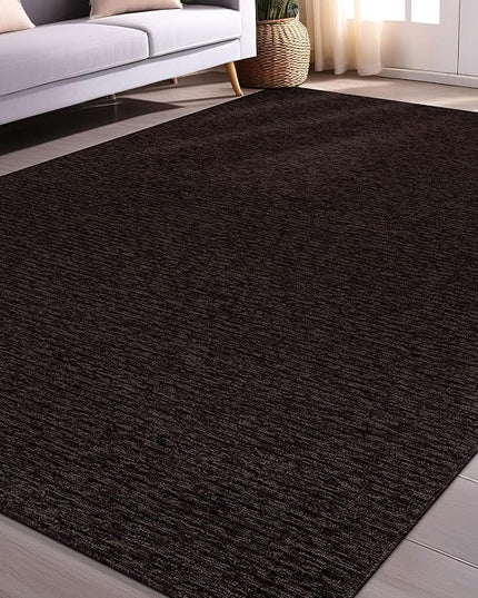 Beverly Rug Non-Slip Modern Rug 3x5 Solid Traditional Rubber Backing Machine Washable Soft Thin Indoor Area Rugs for Living Room Stain Resistant Non Shedding Casual Carpet (3 x 5 Brown)