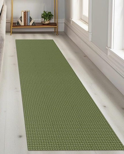 KOZYFLY Runners for Hallways 2x8 ft Washable Kitchen Runner Non Slip Rubber Backed Hall Runners Cotton Entryway Runner Rugs Floor Carpet for Indoor Backdoor Bedroom Kitchen, Bright Green/Earthy Green