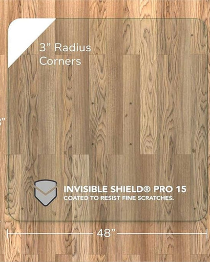 Vitrazza Glass Chair Mat 48” x 48” Superior ¼ Thick, Chiaro Standard Clear, Certified Tempered Safety Glass, Delivers a Smooth Glide, Protects Carpet or Wood, Beautiful in Home or Office