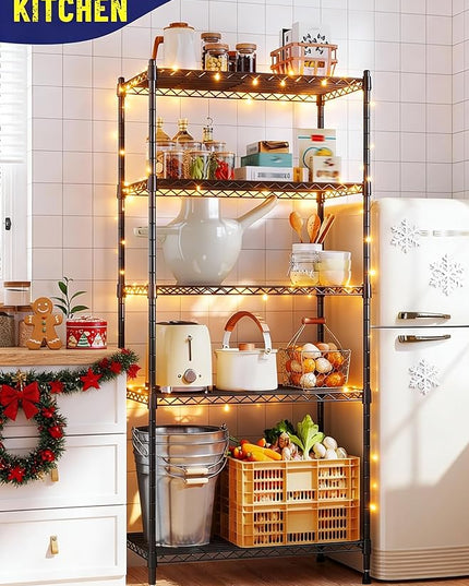 5-Tier Shelf, Shelves Capacity 1010LBS,Storage Shelves Adjustable Wire Shelving,Metal Shelving Unit Storage Rack for Kitchen Pantry Closet Laundry School Commercial 59.4" Hx21.5 W x13.6 D