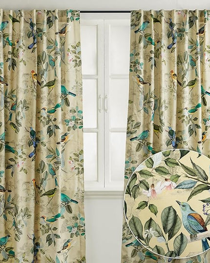 Maison d' Hermine Curtains for Living Room 100% Cotton 96 inch Length Two Panels Light Filtering Curtains for Bedroom Windows with Rod and Loop Pockets Drapes (Solstice Garden Glade, 50" W x 96" L)