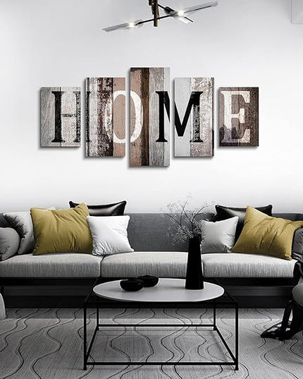 LUDUHU Love Sanctuary Canvas Print Wall Art - 5 Pieces Sweet Home Sign Wall Art,white Home Sweet Heart Painting,modern Family Wall Decor (G,Oversize 60x30inch)
