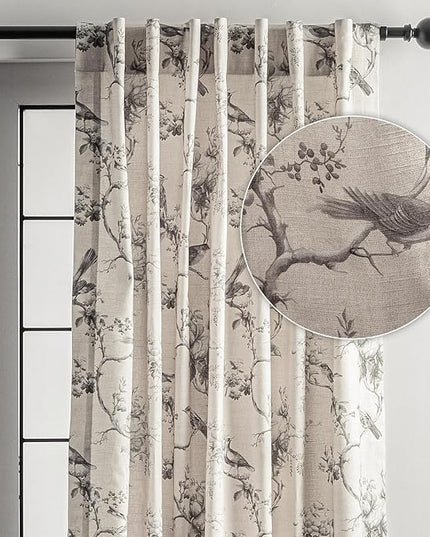 Maison d' Hermine Curtains for Living Room 100% Cotton 108 inch Length One Panel Light Filtering Curtains for Bedroom Windows with Rod and Loop Pockets Drapes (Turin, 50" W x 108" L)