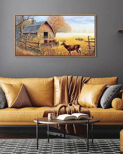 JEAWA Animal Canvas Wall Art Decor - Deer Canvas for Wall Decor,Farm Artwork Decor, Large Framed Wall Art for Living Room Bedroom, 20x40 IN