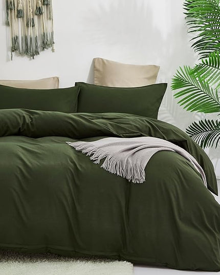 CLOTHKNOW Dark Green Comforter Set Twin/Twin XL Army Green Bedding Comforter Sets Boys Girls Comforter Soft Military Comforter with 2 x Pillow Cases
