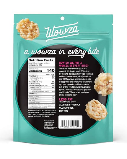 Wowza Sea Salt - Healthy Snacks, Mini Rice Cakes, Sticky Rice Crunchy Snack, Low Calorie, Savory Rice Crisp - Ideal Healthy Snack for Adults & Kids, 3.5 oz Bag, 8 Pack