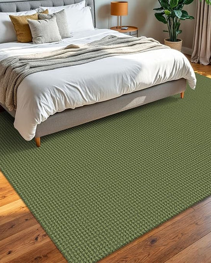 KOZYFLY Washable Area Rug 6x9 ft Rubber Backed Non Slip Rugs for Living Room Braided Cotton Bedroom Rug Woven Office Rugs Indoor Floor Carpets for Dining Bedroom Living Room, Bright Green/Earthy Green