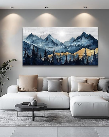 FUHAIHUA Large Wall Decor For Living Room Canvas Wall Art For Office Modern Wall Decorations For Bedroom Mountain Landscape Painting Abstract Pictures Artwork Room Home Decor 24x48 In