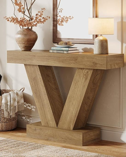 Tribesigns Narrow Console Table, Behind Couch Sofa Small Entryway Table with V-Shaped Legs, Living Room, Hallway, Foyer, Entrance, Brown