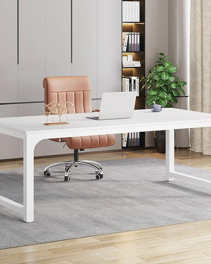 Tribesigns Modern Computer Desk, 78.7 x 39.4 inch X Large Executive Office Desk Computer Table Study Writing Desk Workstation for Home Office,White