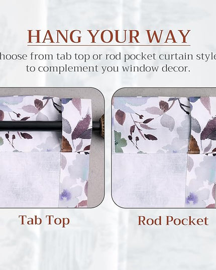 Maison d' Hermine Curtains for Living Room 100% Cotton 84 inch Length Two Panels Light Filtering Curtains for Bedroom Windows with Rod and Loop Pockets Drapes (Blossom Flora, 50" W x 84" L)