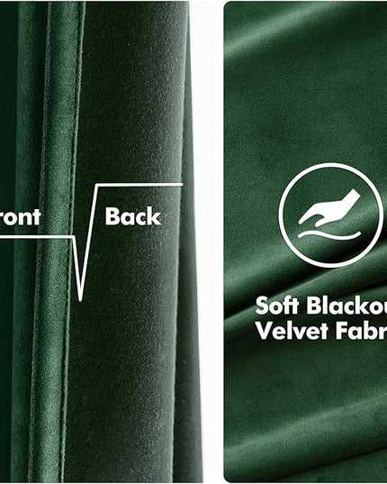 MIULEE Christmas Velvet Curtains Emerald Green Elegant Grommet Curtain Thermal Insulated Soundproof Room Darkening Curtains/Drapes for Classical Living Room Bedroom Decor 52 x 84 Inch Set of 2
